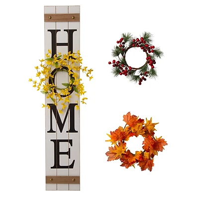 Glitzhome® 42" Wooden Home Porch Sign with Changeable Wreaths