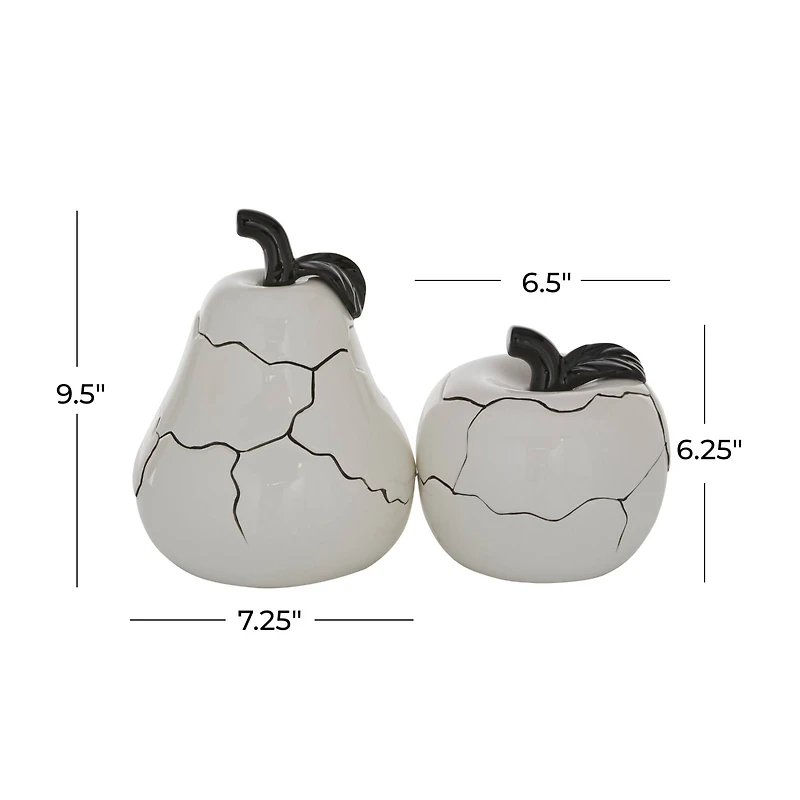 Set of 2 White Dolomite Contemporary Sculpture, 6", 9"