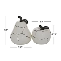 Set of 2 White Dolomite Contemporary Sculpture, 6", 9"