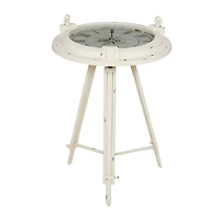 27" White Iron Coastal Accent Table