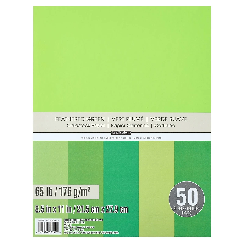 12 Packs: 50 ct. (600 total) Feathered Greens 8.5" x 11" Cardstock Paper by Recollections™