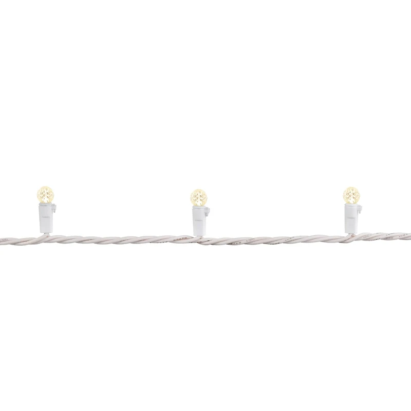 50ct. Warm White LED G12 Berry Mini Christmas String Lights with White Wire