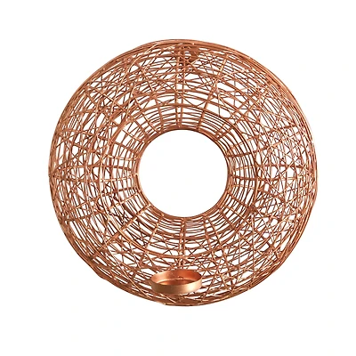 11" Wired Copper Circle Wall Sconce Candle Holder