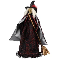 Victorian Style Witch with Broom Halloween Figure - 18"