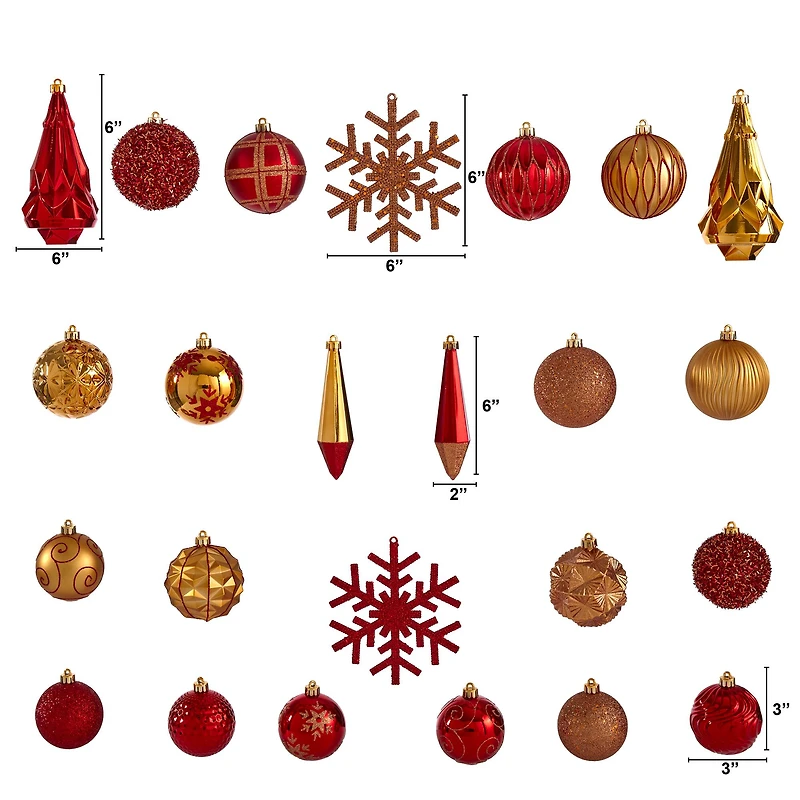 52ct. 6" Red & Gold Shatterproof Ornament Set