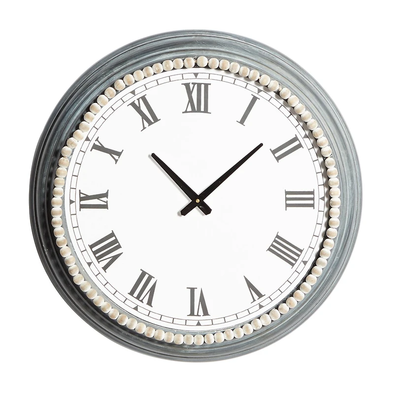 White Metal Farmhouse Wall Clock, 23" x 23" x 3"