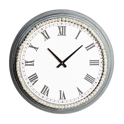 White Metal Farmhouse Wall Clock, 23" x 23" x 3"
