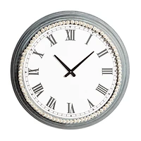 White Metal Farmhouse Wall Clock, 23" x 23" x 3"