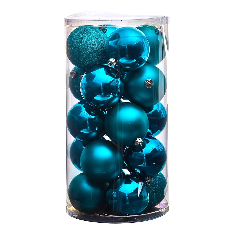 20ct. 3" Teal Shatterproof Christmas Ornaments