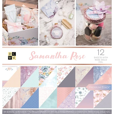 DCWV® Samantha Rose Double-Sided Cardstock Paper Pad, 12" x 12" 