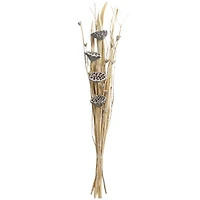 40" Gray Dried Plant Bouquet Lotus Flower Natural Foliage with Grass & Branch Accents