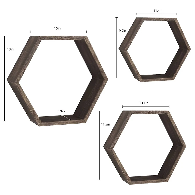 Rustic Dark Brown Floating Shelf Set