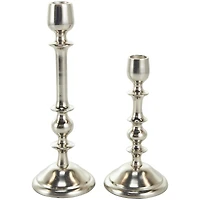 Silver Metal Candle Holder Set