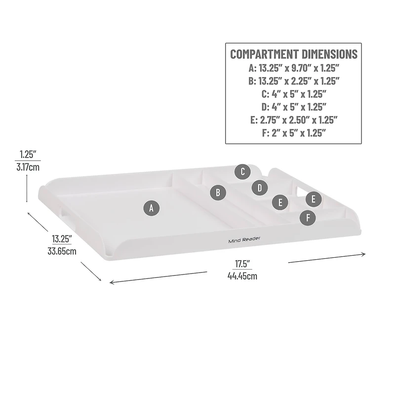 Mind Reader 17.5" White Coffee Station Serving Tray