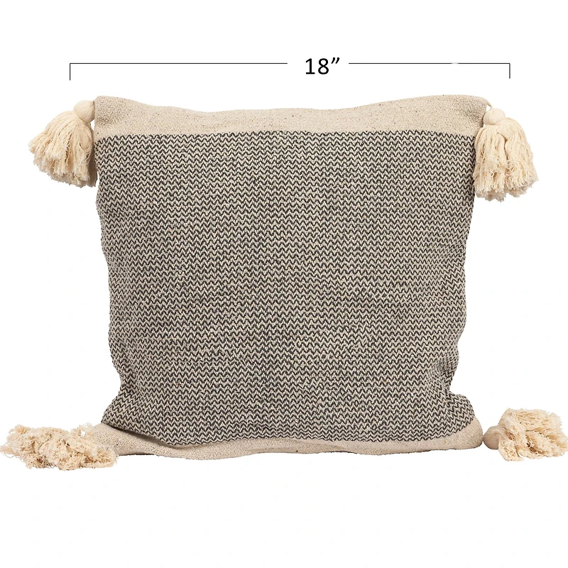 Hello Honey® Gray & Cream Throw Pillow with Corner Tassels