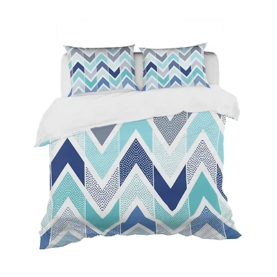 Designart 'Retro dotted blue wave pattern' Vintage Bedding Set