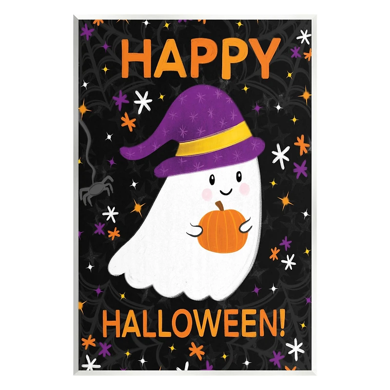Stupell Industries Happy Halloween Happy Ghost Wall Plaque Art