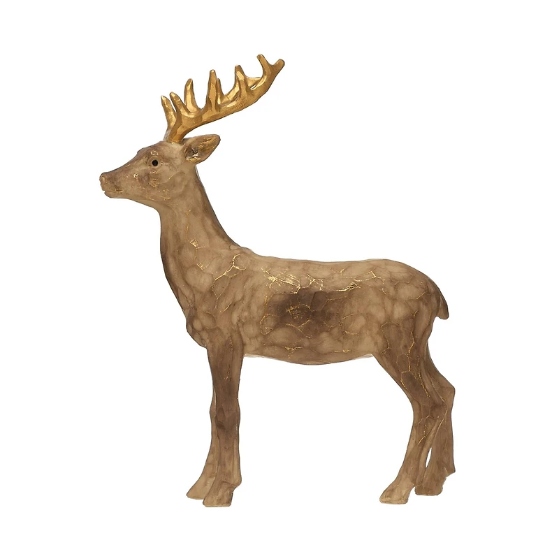 Hello Honey® 10.5" Brown Decorative Standing Deer with Gold Accents