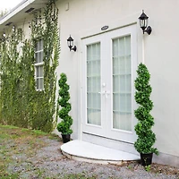 5ft. UV-Resistant Boxwood Spiral Topiary Artificial Tree in Decorative Planter