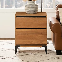 Walker Edison 20" English Oak 2-Drawer Urban Side Table