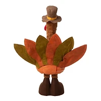 Glitzhome® Lighted Fabric Turkey Standing Décor with Telescoping Legs & Timer