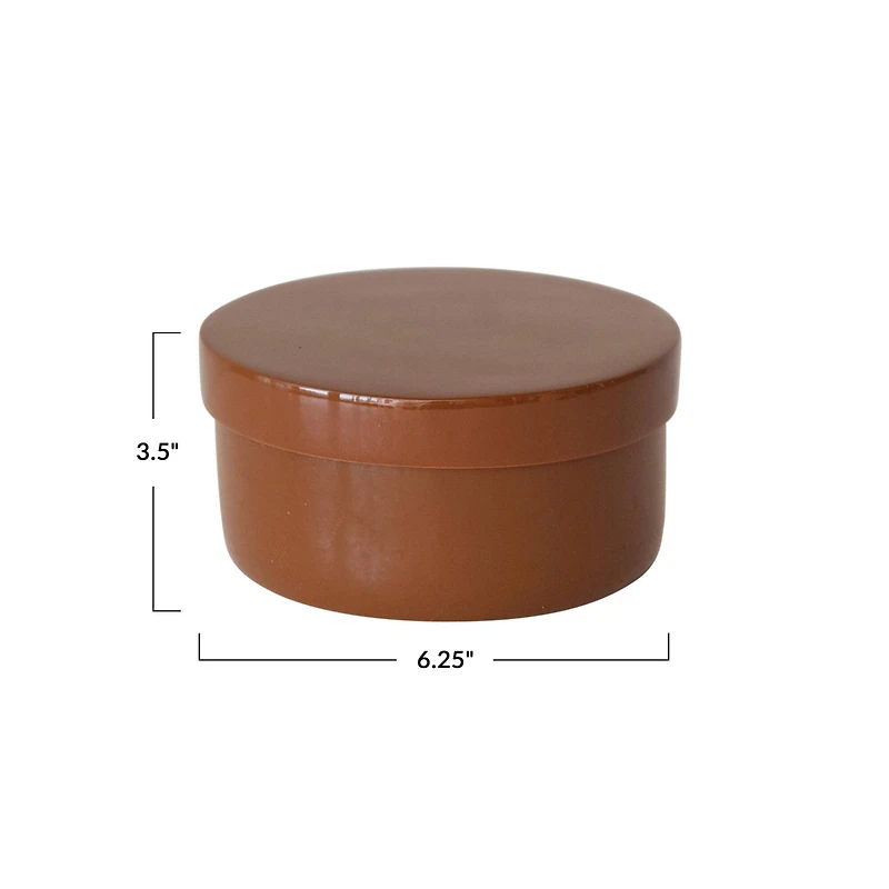 Hello Honey® 6.25" Caramel Brown Round Lacquered Bamboo Container with Lid