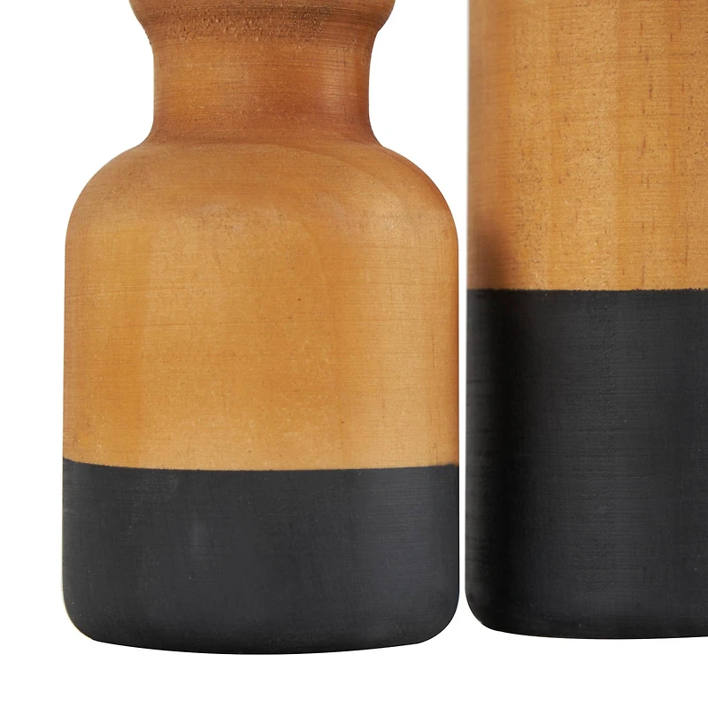 Brown & Black Wood Vase Set
