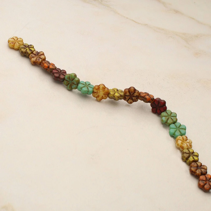Autumn Czech Glass Flower Beads, 10.6mm by Bead Landing™