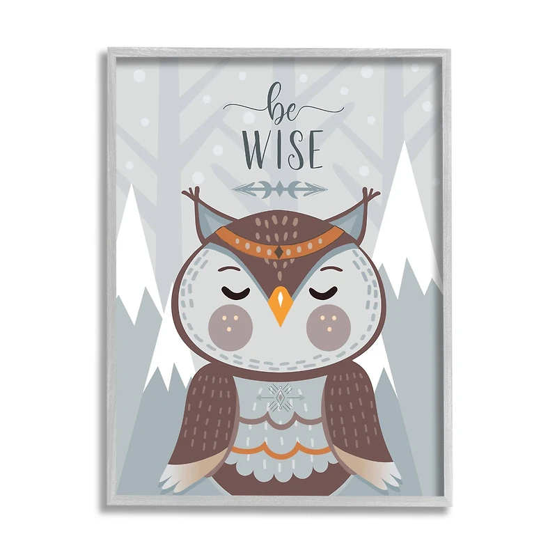 Stupell Industries Be Wise Loveable Owl Gray Frame Wall Art
