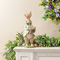 Glitzhome® 15.75" Easter Resin Bunny Boy with Flowers Table Decor