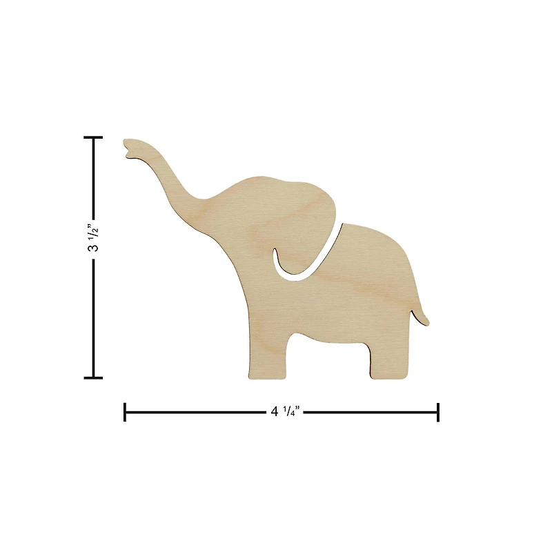 Essentials by Leisure Arts 24 Pack 5" x 2.75" Elephant Flat Wood Shape