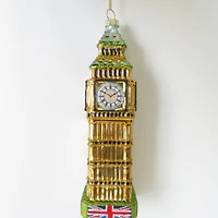 5.5" Golden Big Ben Glittered Glass Christmas Hanging Ornament