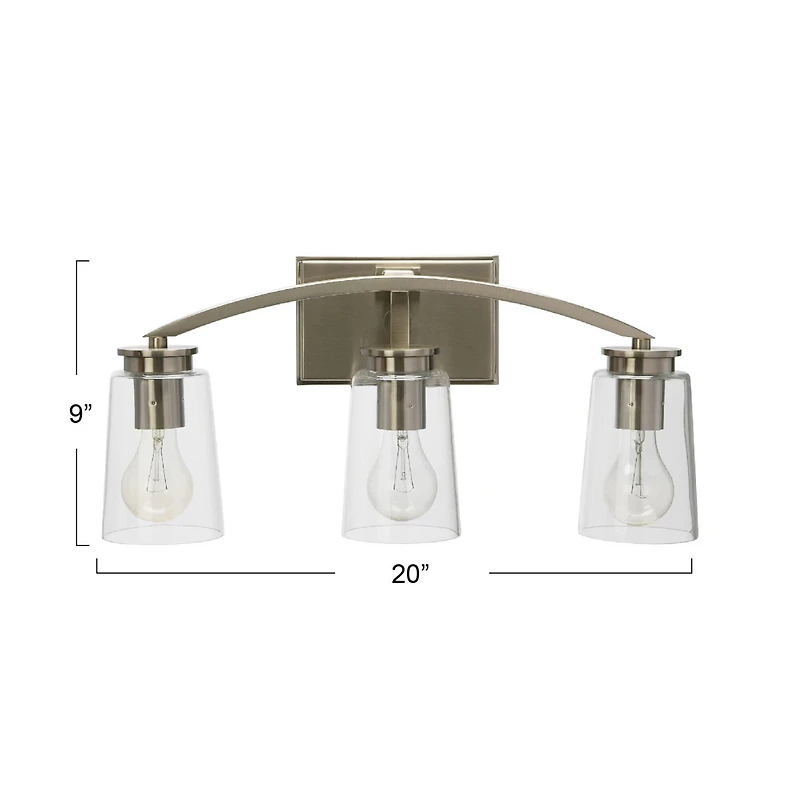 Hello Honey® Robert Stevenson Lighting Laguna Metal & Clear Glass 3-Light Vanity