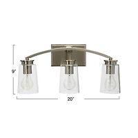 Hello Honey® Robert Stevenson Lighting Laguna Metal & Clear Glass 3-Light Vanity