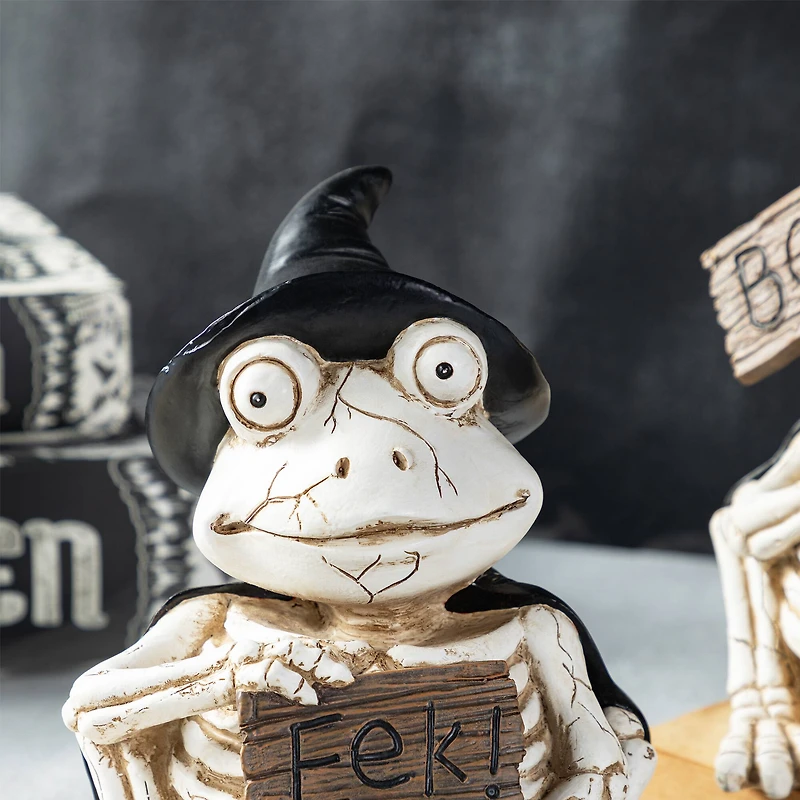 Glitzhome® 7"H Halloween Resin Skeleton Frogs Table Decor Set