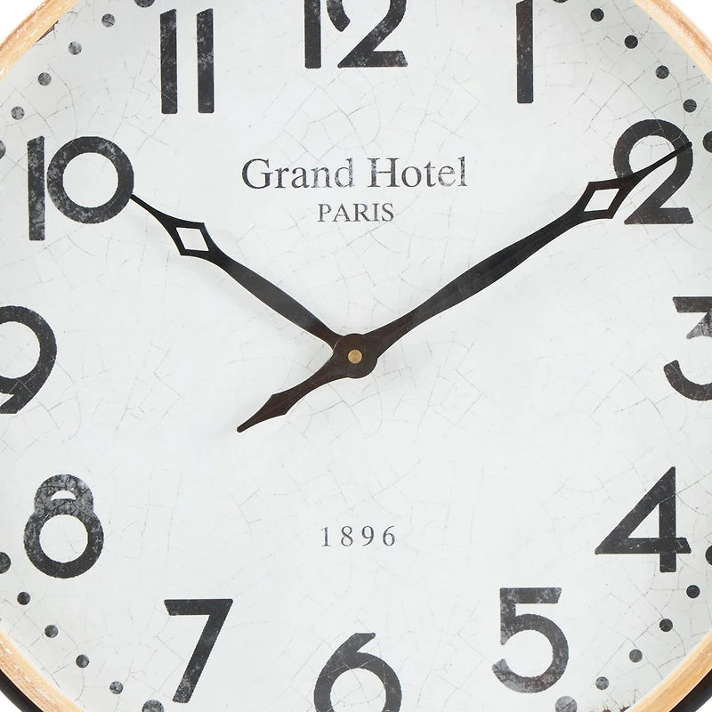 28" Suspended Hanging Wall Clock with Light Brown Woodgrain Frame