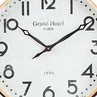 28" Suspended Hanging Wall Clock with Light Brown Woodgrain Frame