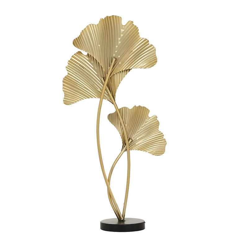 24" White & Gold Metal Modern Nature Sculpture