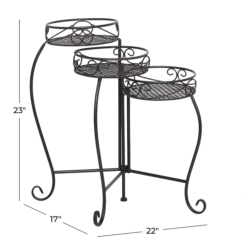 Black Iron Industrial Plantstand, 23" x 22" x 17"