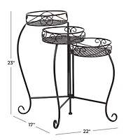Black Iron Industrial Plantstand, 23" x 22" x 17"
