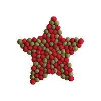 Hello Honey® 7.5" Red & Green Handmade Wool Felt Ball Star Trivet