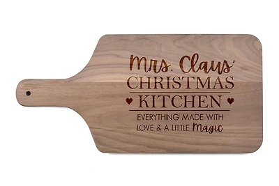 17" Mrs. Claus' Christmas Kitchen Walnut Paddle Cutting Board