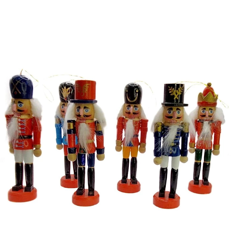 Wizardi 4.92" Classic Wooden Christmas Nutcracker Decoration Set, 6ct.