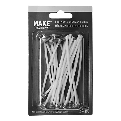 Pre-Waxed Candle Wicks & Clips by Make Market®