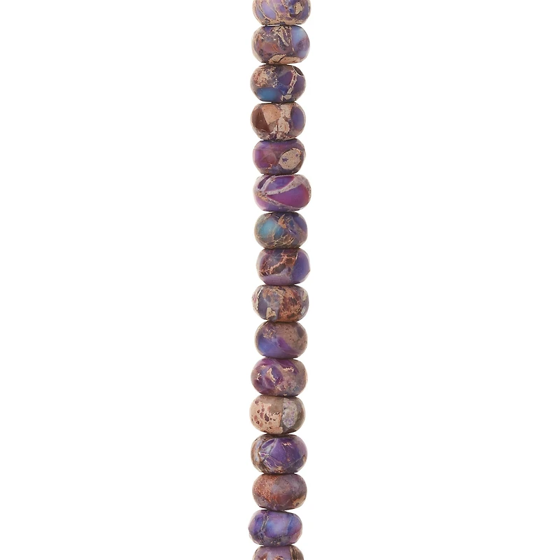 12 Pack:  Amethyst Serpentine Rondelle Beads, 6mm by Bead Landing™