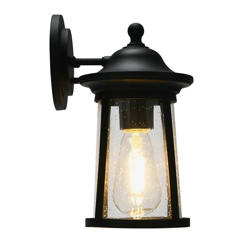 Hello Honey® Robert Stevenson Lighting Portside Matte Black Metal & Seedy Glass Outdoor Light