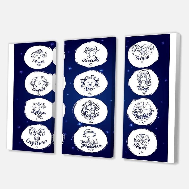 Designart - Zodiac Signs On Blue