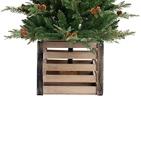 4ft. Pre-Lit Asheville Fir Artificial Christmas Tree with Wooden Crate Base, Clear Lights
