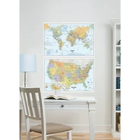WallPops 36" U.S. & World Map Wall Decal Bundle