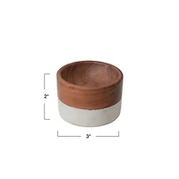 Hello Honey® 2" White & Natural Marble & Acacia Wood Pinch Pot